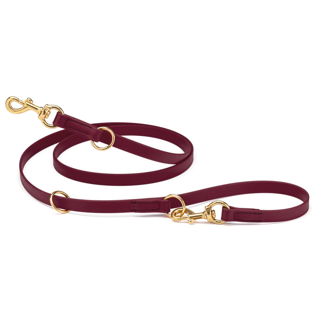 Viper Biothane Adjustable Multi-Purpose Dog Leash with Brass Hardware, 7FT Merlot Burgundy Dog Leashes Dogline