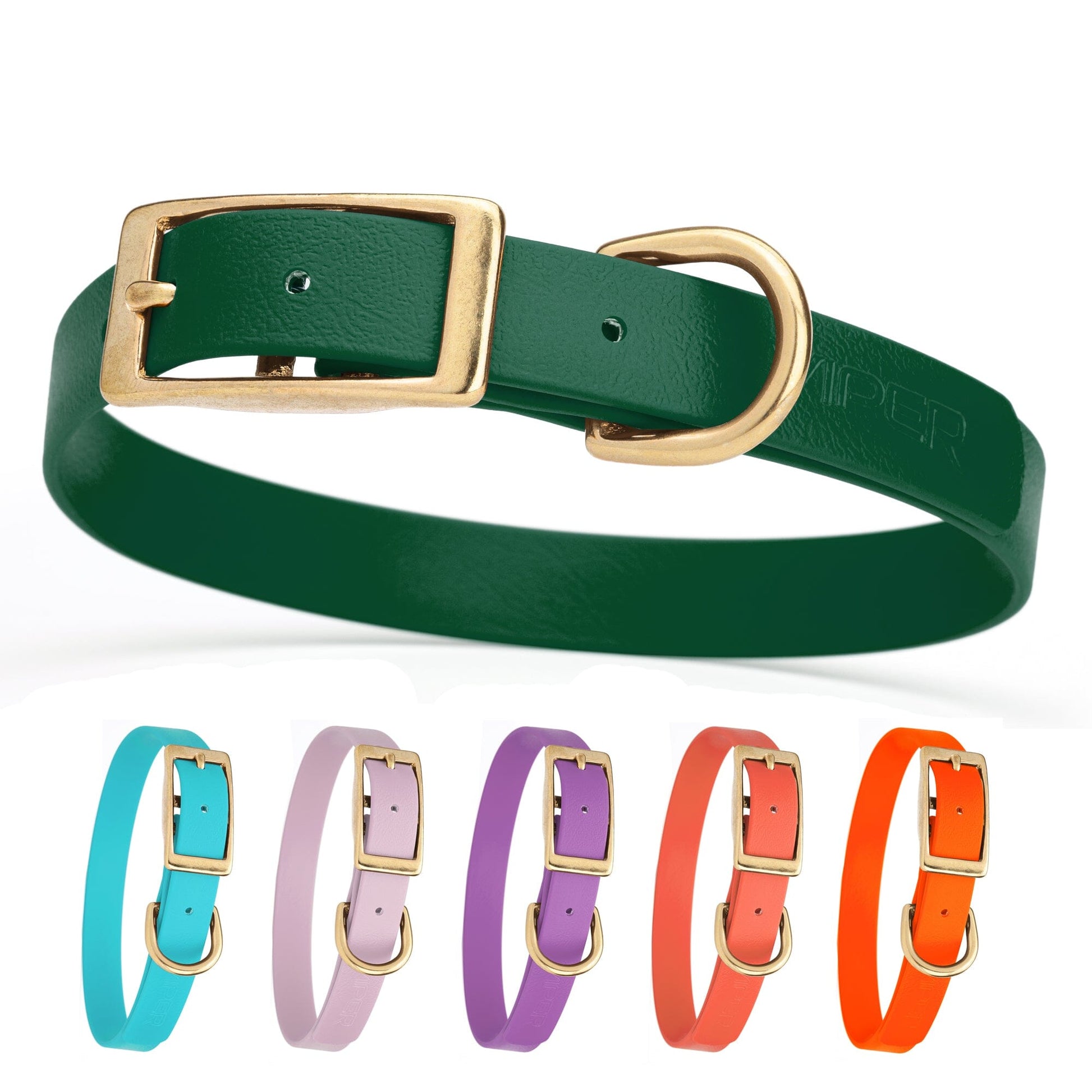 Viper Biothane Waterproof Dog Collar - Brass Hardware - Size M (15" - 18") Dog Collar Dogline