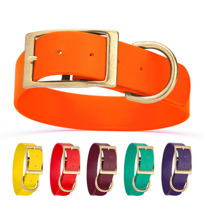 Viper Biothane Waterproof Dog Collar - Brass Hardware - 1.5in Wide - Size L (16" - 20") Dog Collar Dogline