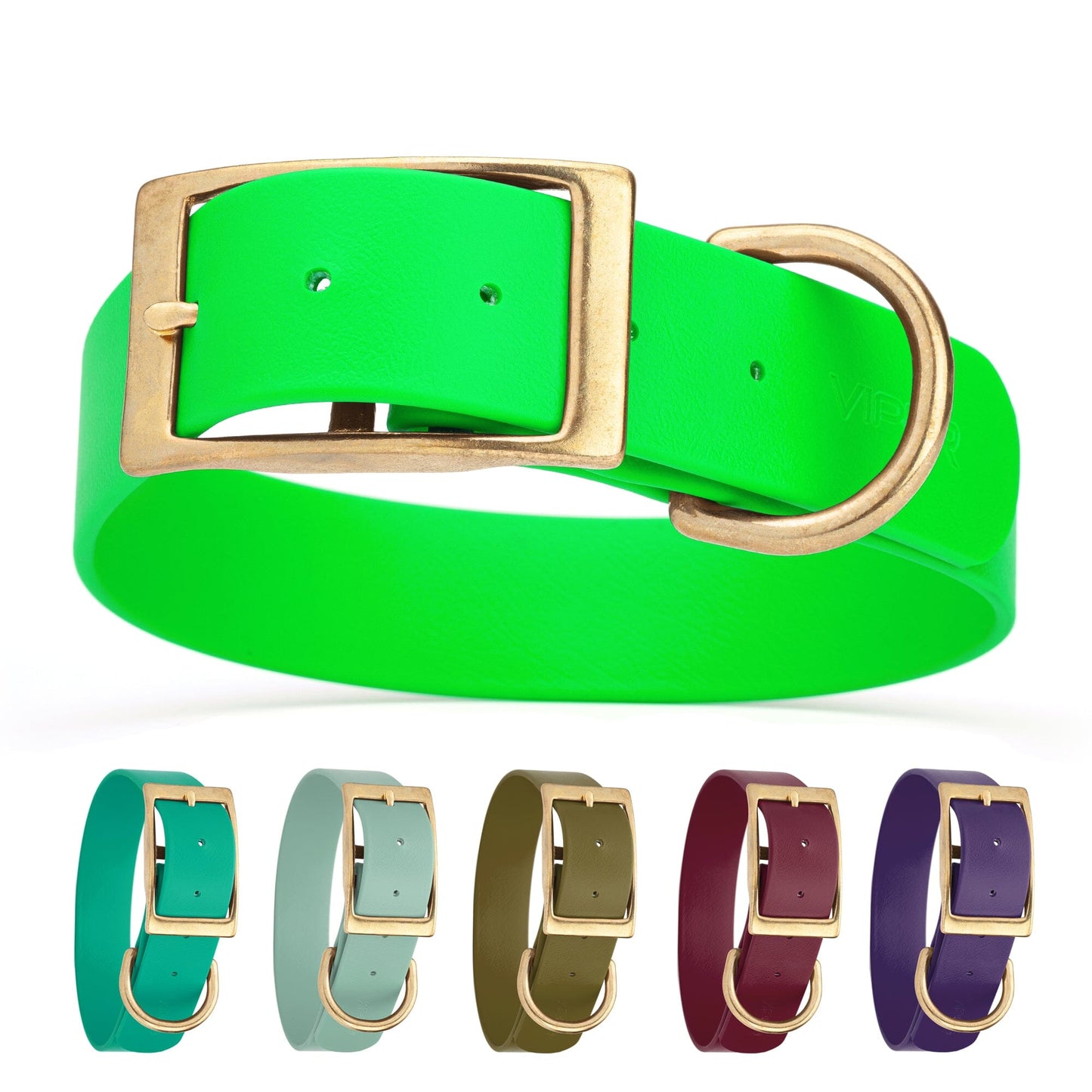 Viper Biothane Waterproof Dog Collar - Brass Hardware - 1.5in Wide - Size XXL (24" - 28") Dog Collar Dogline