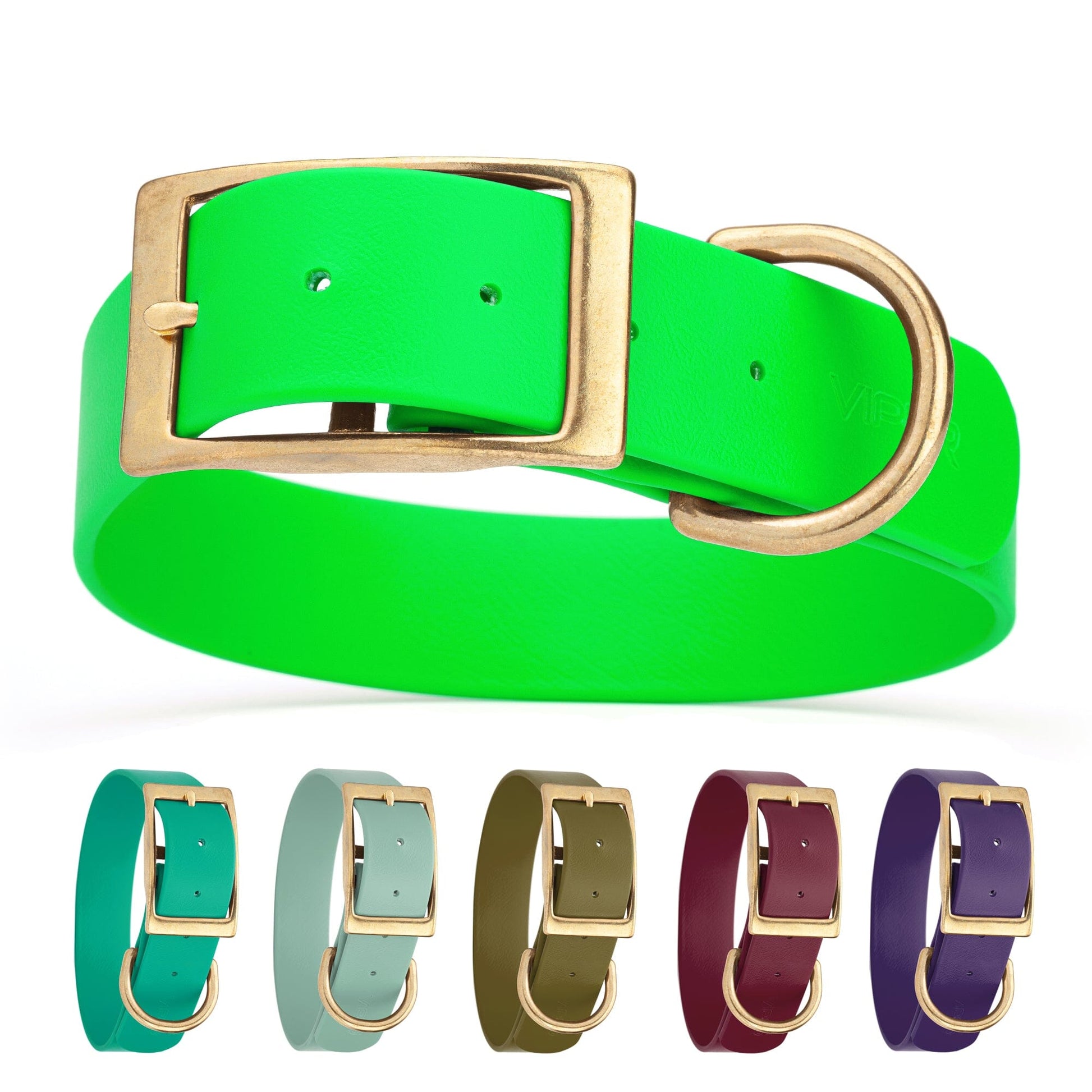 Viper Biothane Waterproof Dog Collar - Brass Hardware - 1.5in Wide - Size XXL (24" - 28") Dog Collar Dogline
