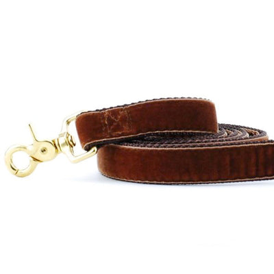 Brown Velvet Dog Leash 2 Hounds Design