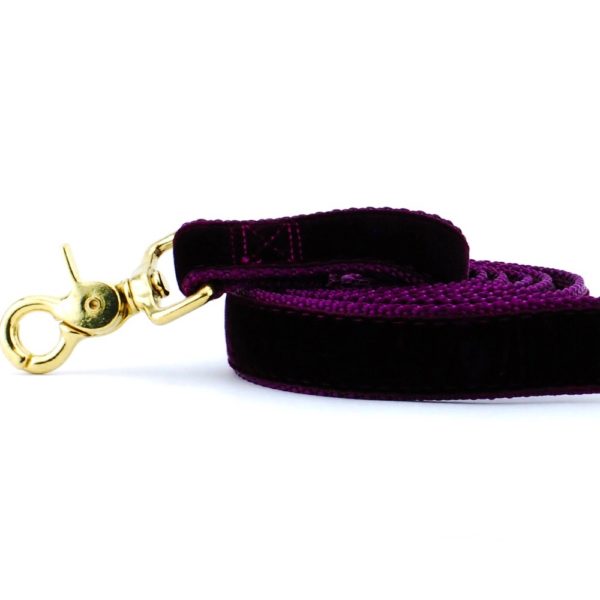 Burgundy Velvet Dog Leash 2 Hounds Design