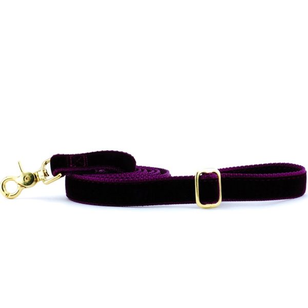 Burgundy Velvet Dog Leash 2 Hounds Design