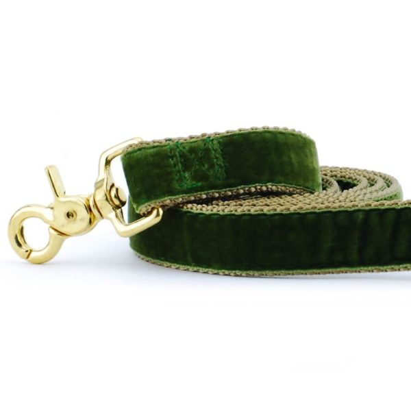 Moss Green Velvet Dog Leash 2 Hounds Design