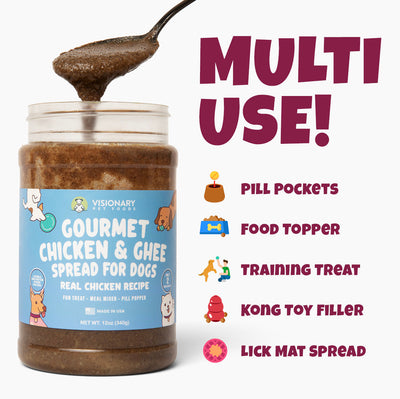 Chicken & Ghee Dog Meat Spread – High-Protein, Low-Carb Keto Treat | 12oz Jar Dog Treat Visionary Pet Foods