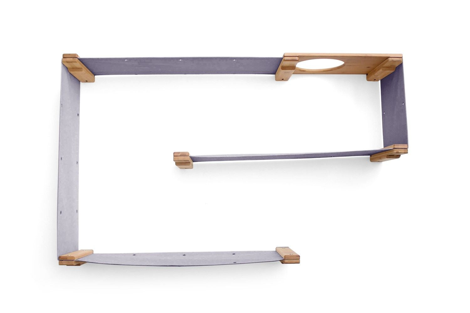 Cat Maze Wall - 3 Tier Cat Tree Natural Bamboo Charcoal Gray Canvas None Cat Condo Catastrophic Creations