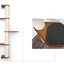 Wall Mounted Cat Climbing Pole - Sisal English Chestnut Bamboo 4-Tier Leaf Shelf Charcoal Cork Pad Cat Scratcher Catastrophic Creations