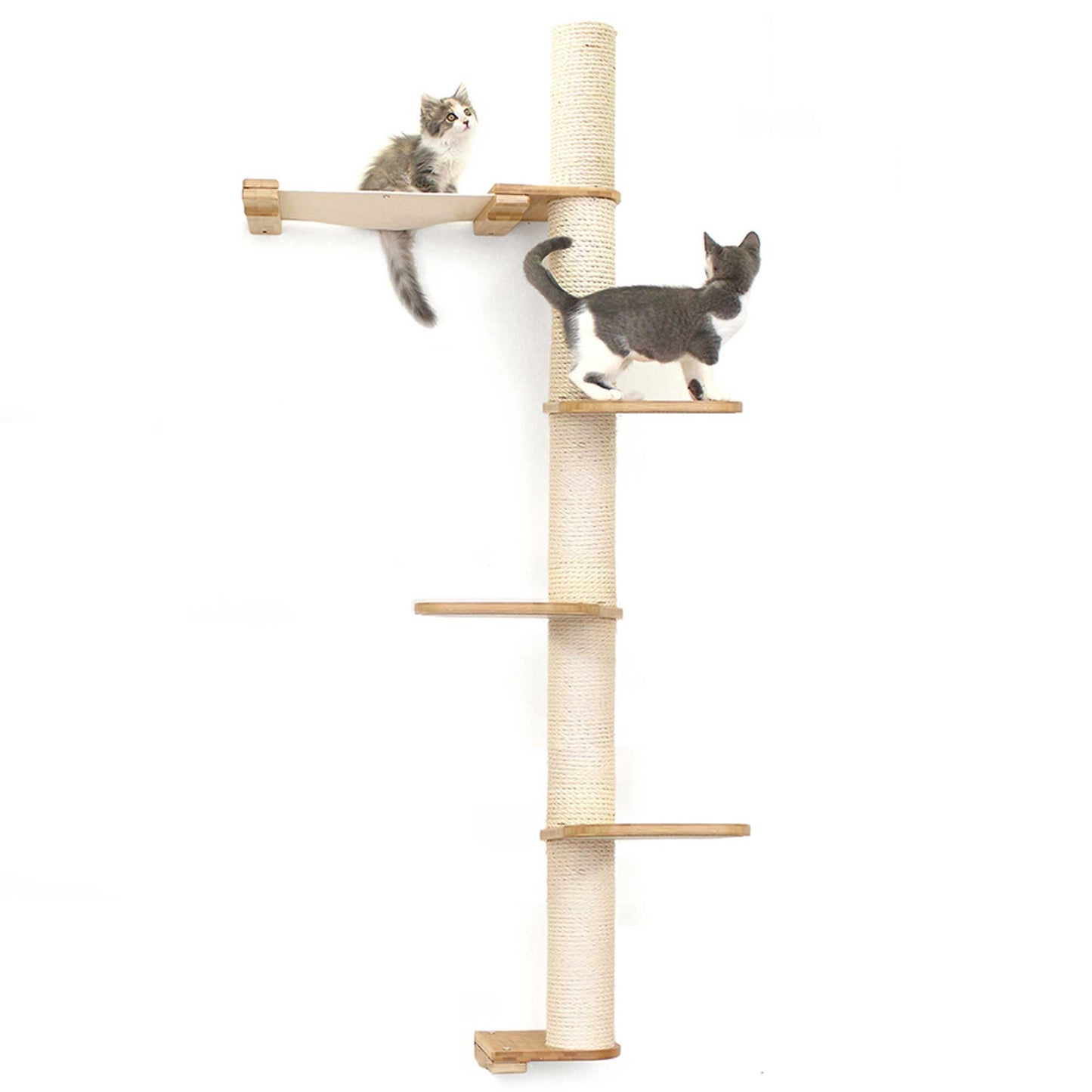 The Crow's Nest - A Wall Cat Scratcher with Hammock Natural Bamboo Natural Canvas 4-Tier 16" Cat Condo Catastrophic Creations