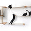 Cat Maze Wall - 3 Tier Cat Tree Natural Bamboo Natural Canvas Pole and Leaf Shelf Cat Condo Catastrophic Creations