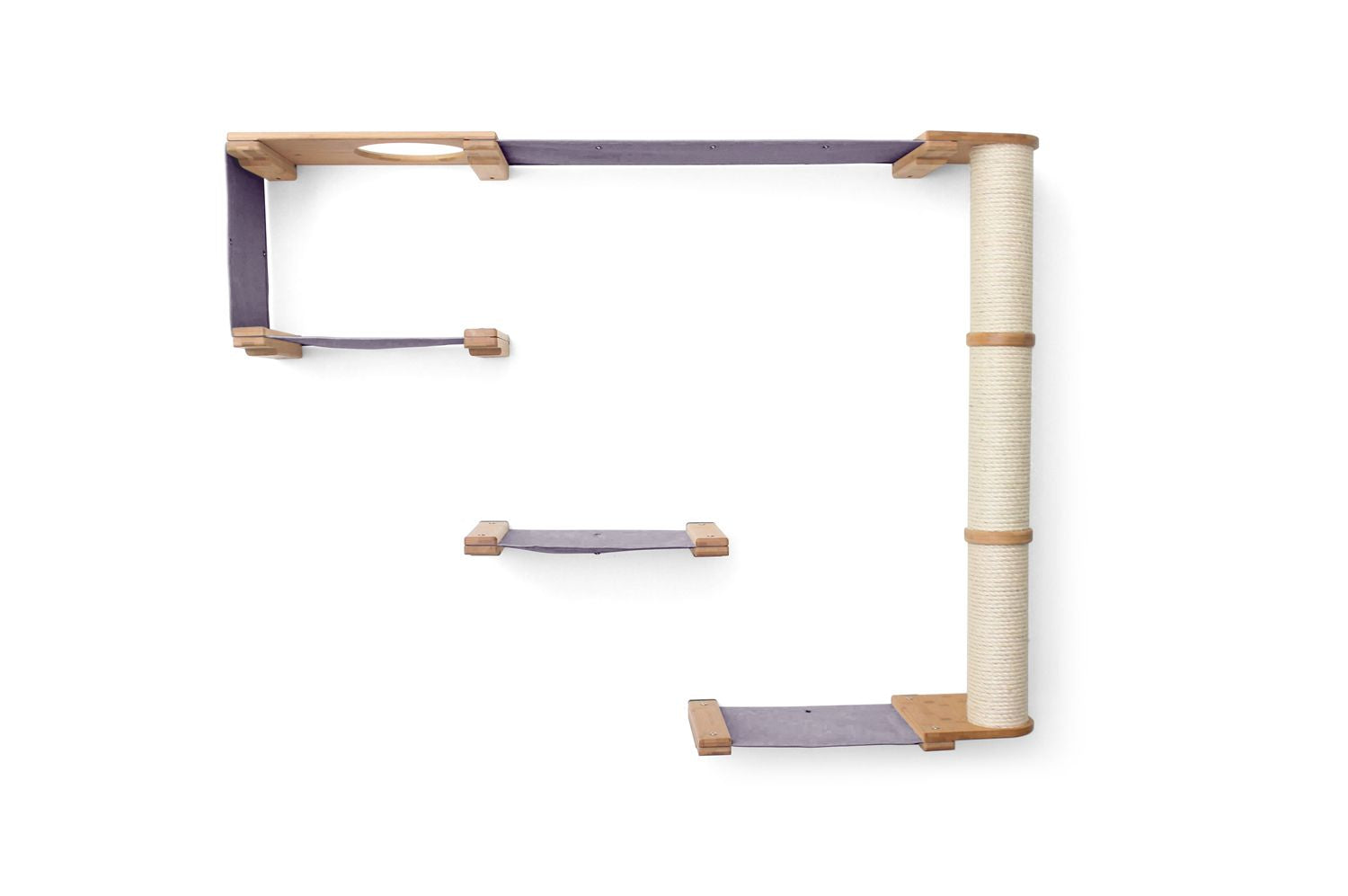 The Climb Condo - Cat Wall Climbing System Natural Bamboo Charcoal Gray Canvas None Cat Condo Catastrophic Creations