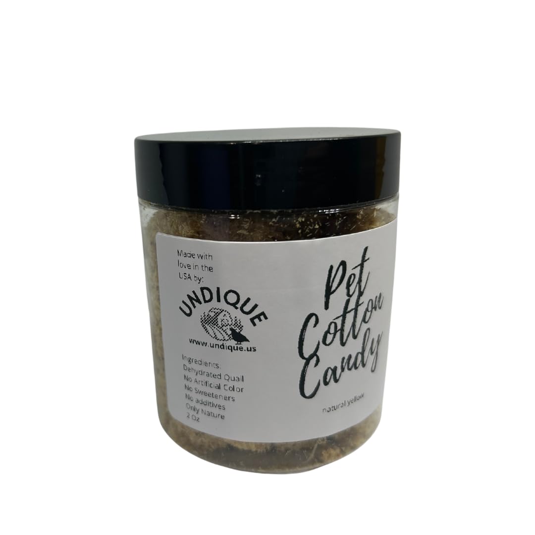 Pet Cotton Candy - Quail All Natural Protein-Rich Fluffy Treat for All Pets, one Ingredient only pet Treat and Food Topper for picky Eaters or gourmets. Made from Premium Quail Meat Quailz.com by Undique LLC