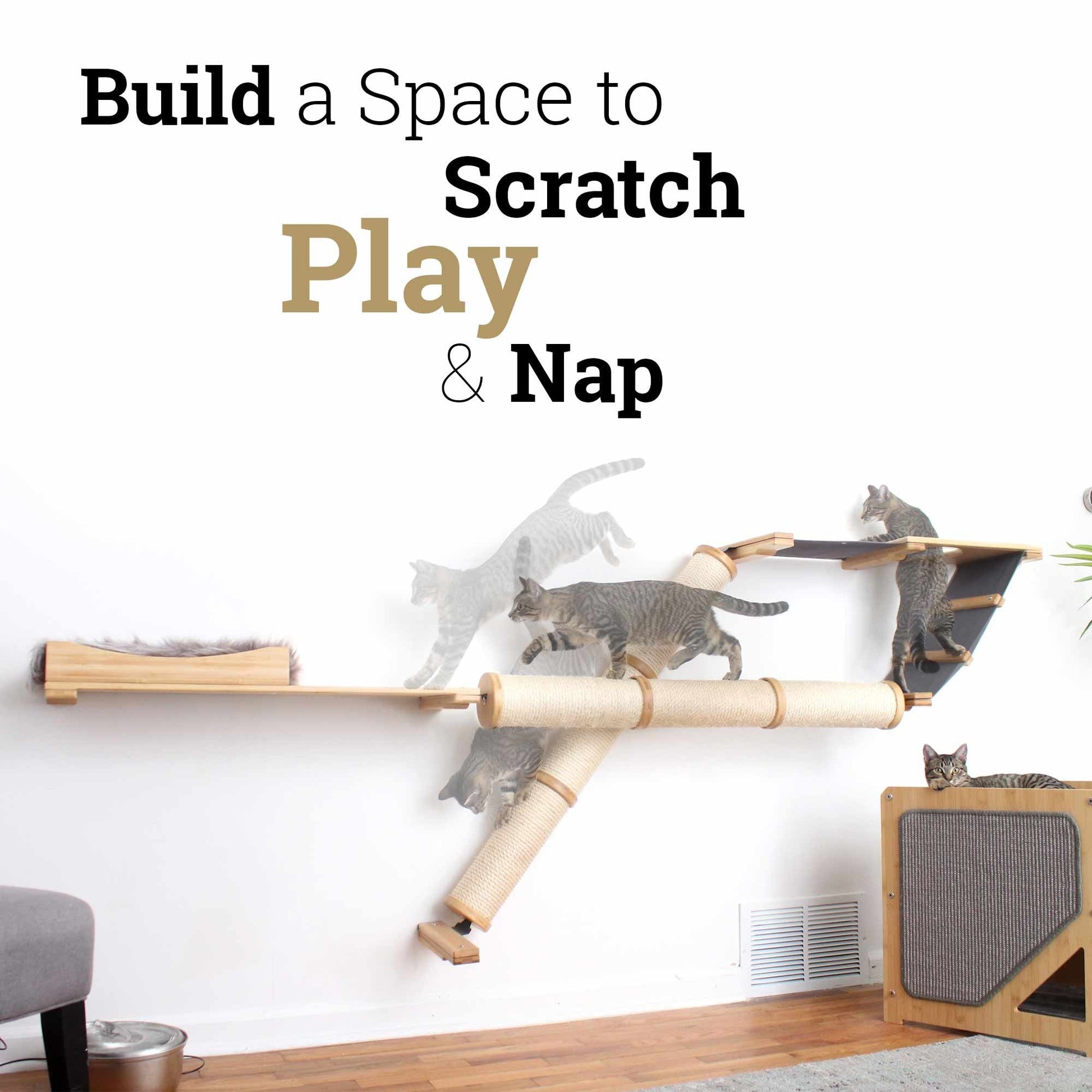 The Plateau - Horizontal Cat Scratcher Bed Set Cat Scratcher Catastrophic Creations