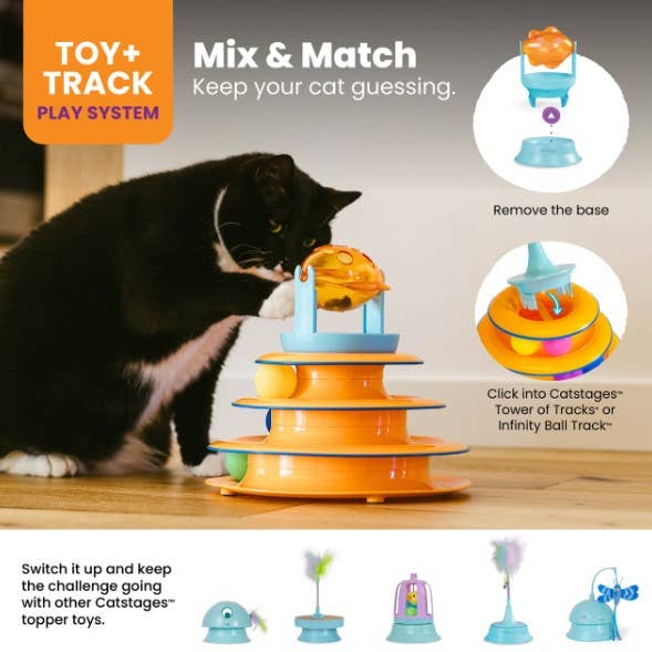 Catstages 2-in-1 Topper Spin Fish Treat Cat Toy Pet Palette Distribution