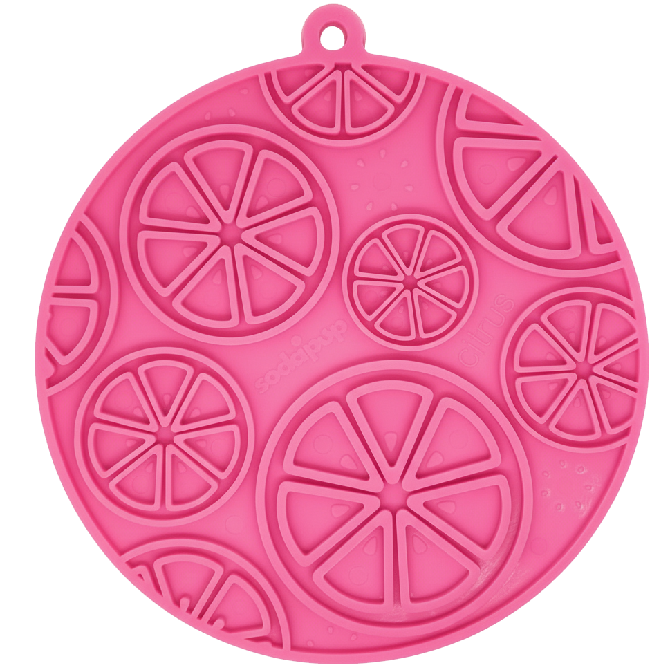 Citrus Design eMat - Enrichment Lick Mat For Dogs and Cats - with Suction Cups | USA Made Pink Citrus emat EMAT SodaPup/True Dogs, LLC