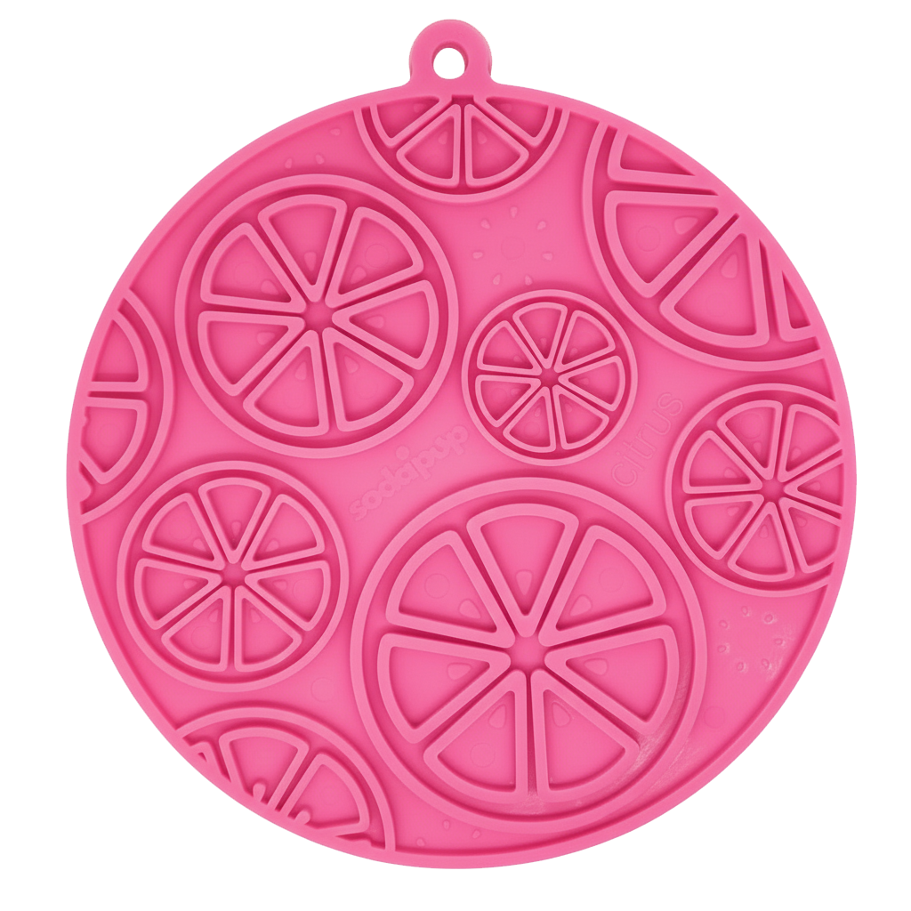 Citrus Design eMat - Enrichment Lick Mat For Dogs and Cats - with Suction Cups | USA Made Pink Citrus emat EMAT SodaPup/True Dogs, LLC