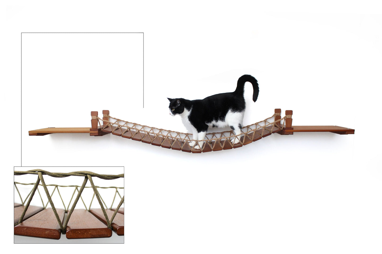 Cat Wall Bridge and Shelf Set English Chestnut Bamboo 50" Cat Bridge Catastrophic Creations