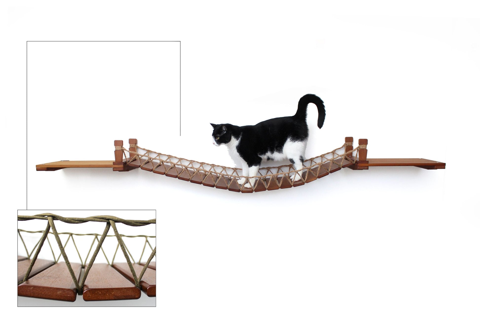 Cat Wall Bridge and Shelf Set English Chestnut Bamboo 50" Cat Bridge Catastrophic Creations