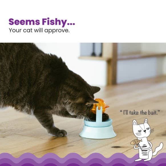 Catstages 2-in-1 Topper Spin Fish Treat Cat Toy Pet Palette Distribution