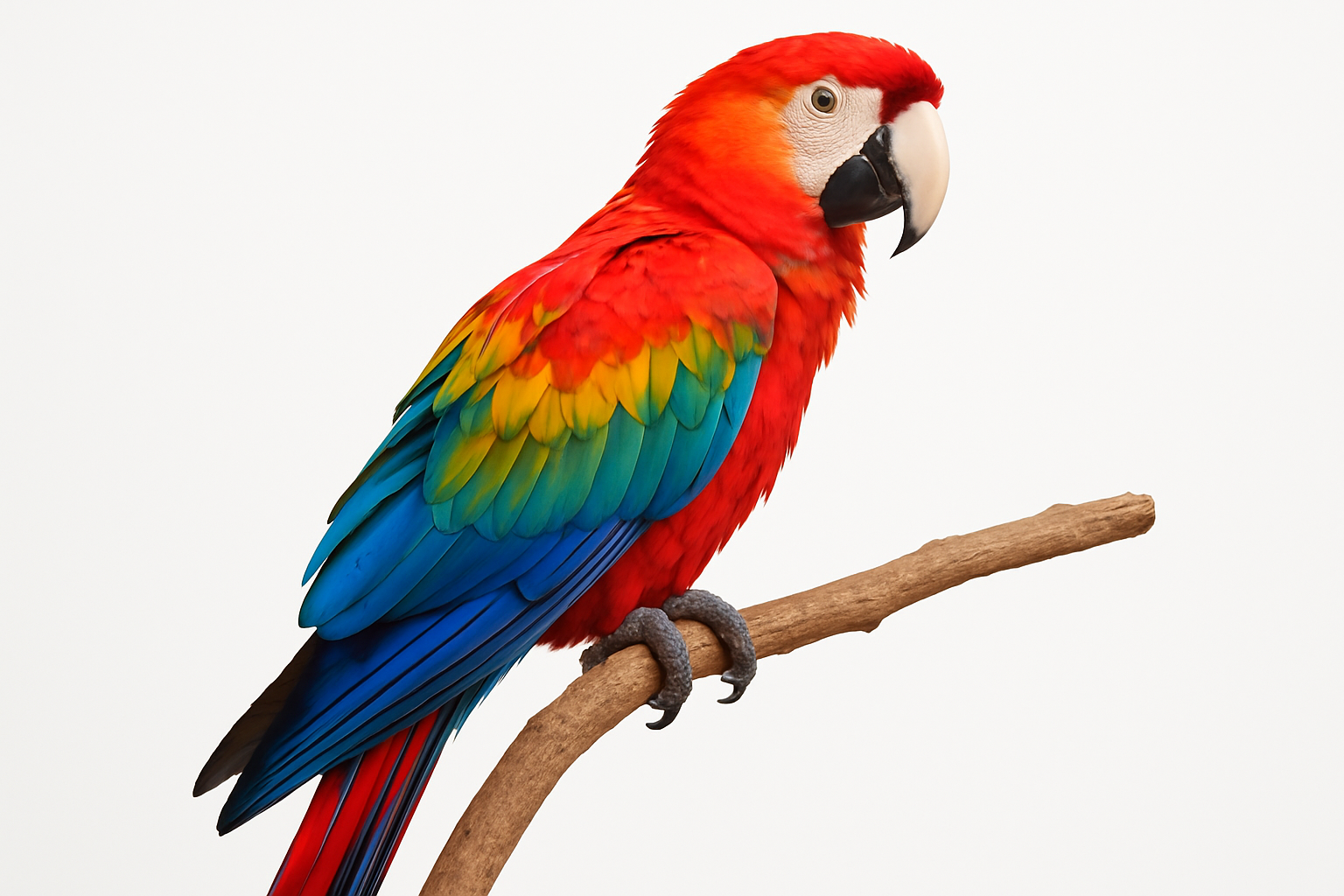 Beautiful parrot white background