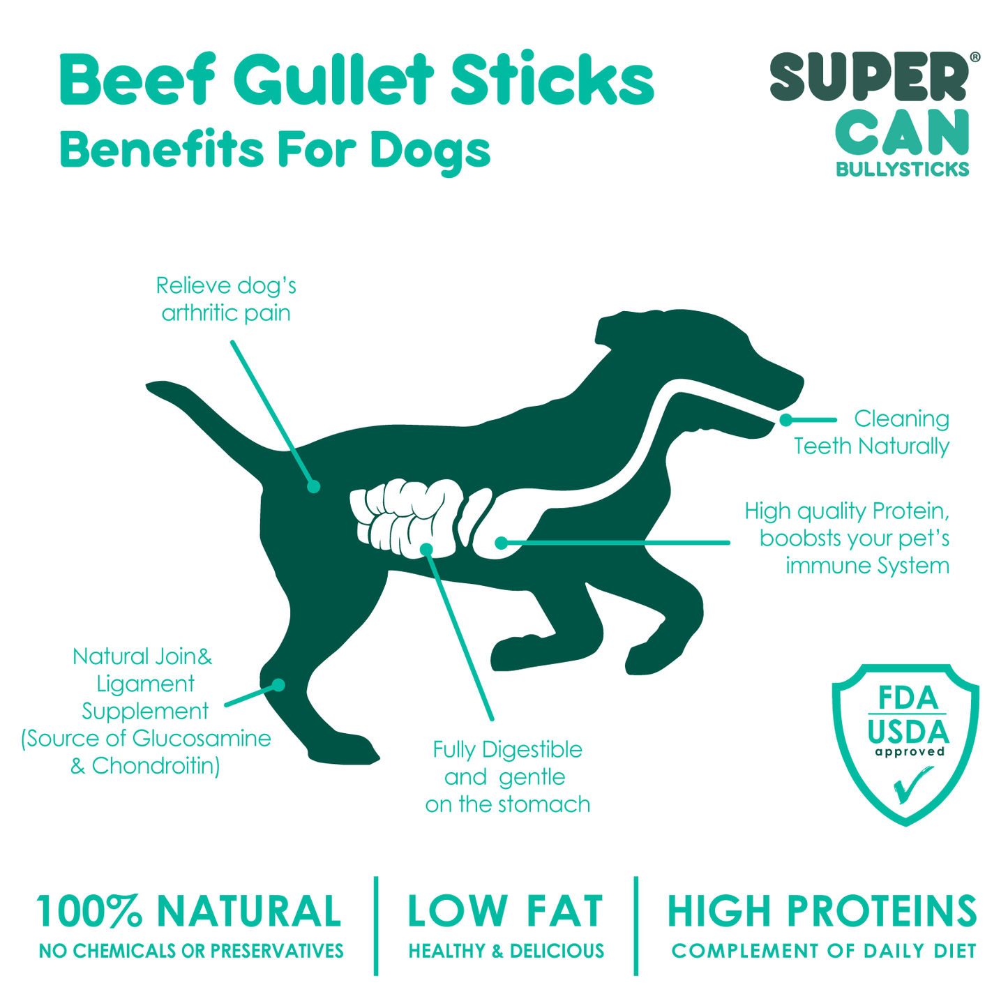 6" Beef Gullet Sticks 8oz (25-Pack) SuperCan Bully Sticks