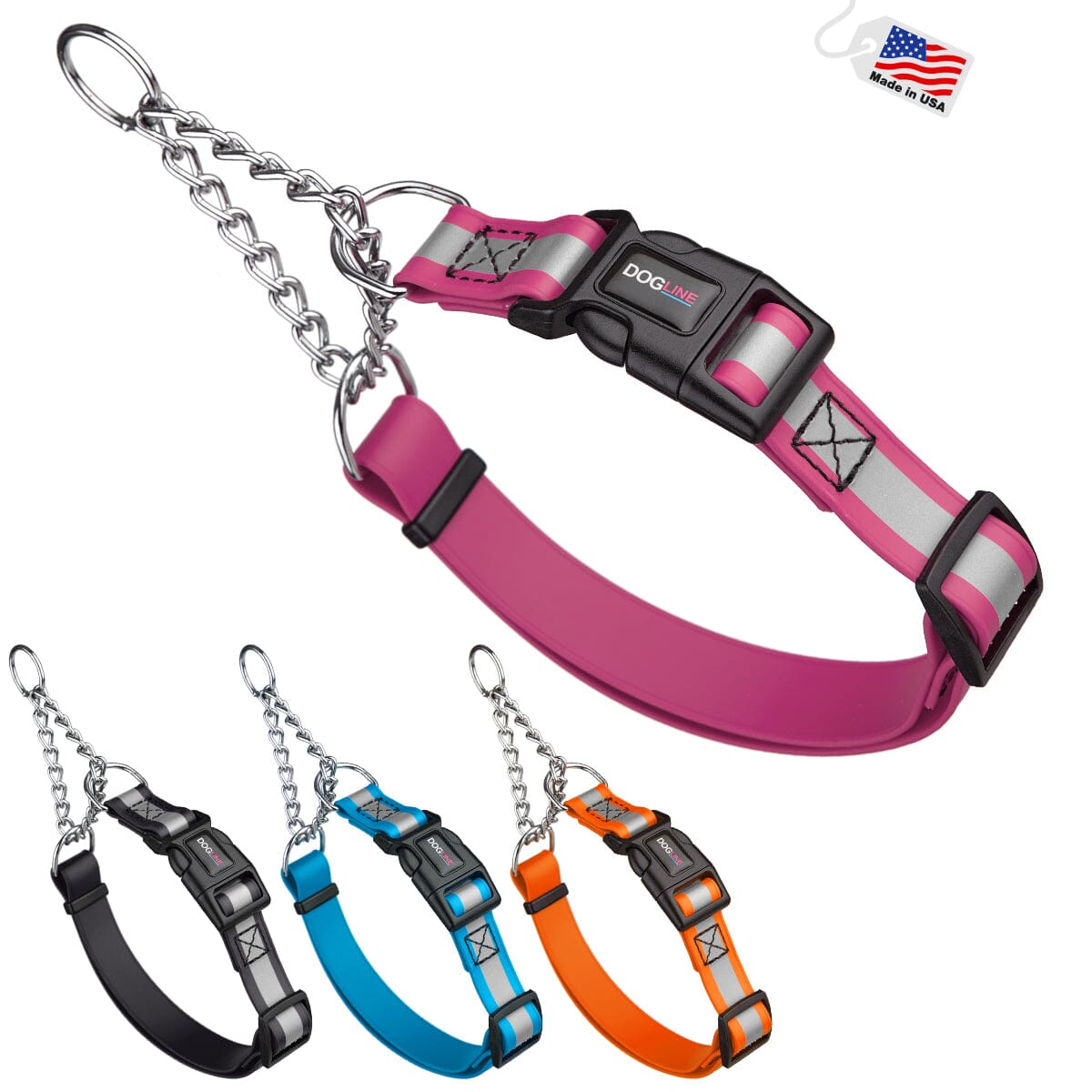 Reflective Biothane Martingale Collar with Quick Release Buckle Dog Collar Dogline