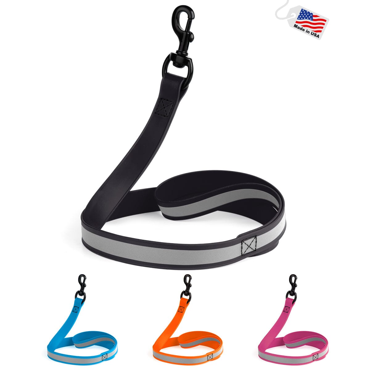 Reflective Biothane Dog Leash with Black Hardware Dog Leashes Dogline
