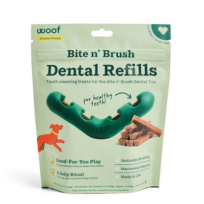 A bag of dental refills for the bite-n-brush holder