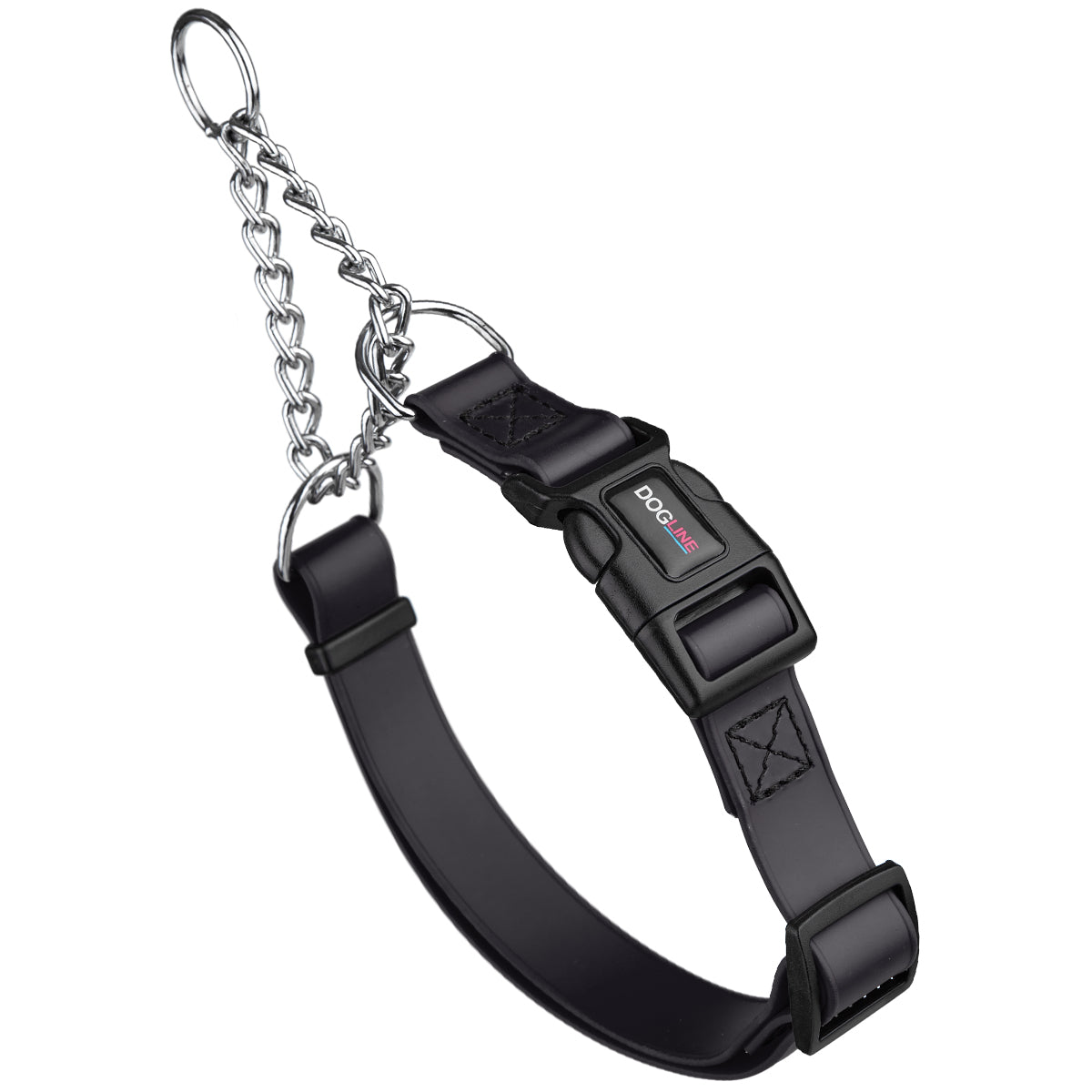 Biothane Adjustable Martingale Collar with Quick Release Buckle Black Dog Collars Dogline