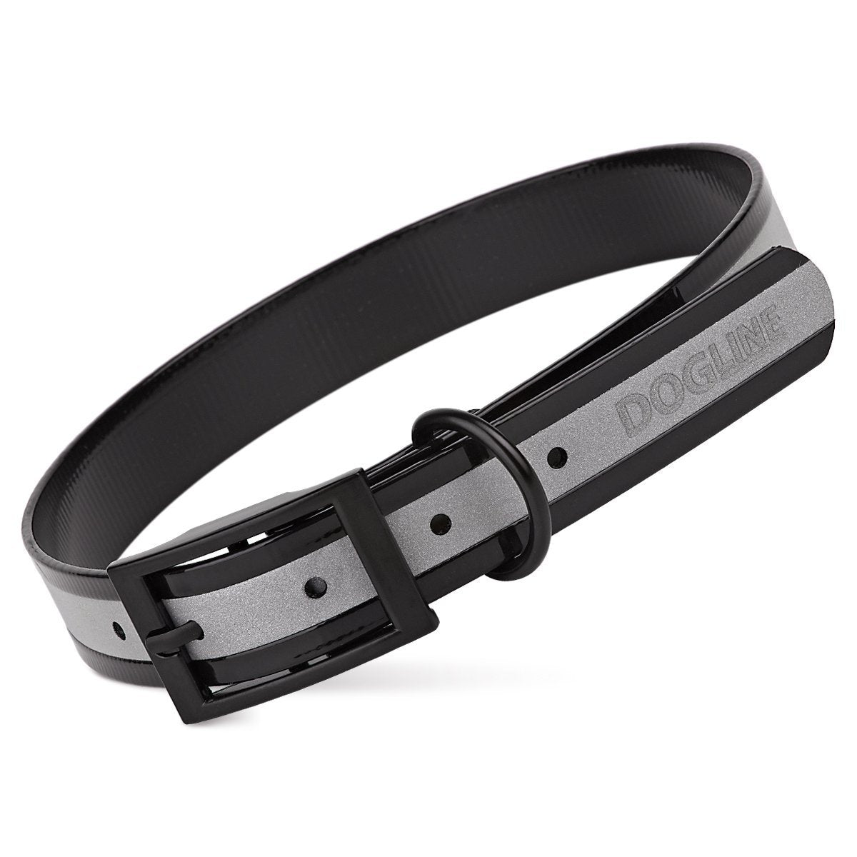 Biothane Translucent Reflective Dog Collar Black Dog Collar Dogline