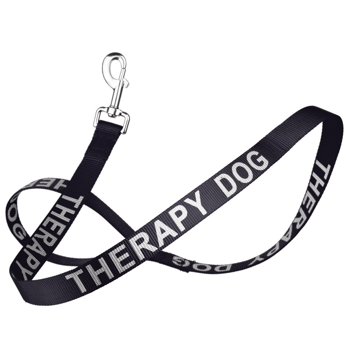 Reflective Nylon Dog Leash Black THERAPY DOG Dog Leashes Dogline