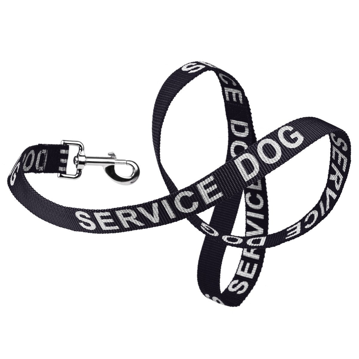 Reflective Nylon Dog Leash Black SERVICE DOG Dog Leashes Dogline