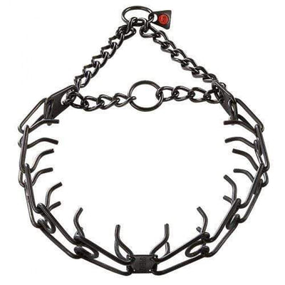 Herm Sprenger - ULTRA-PLUS Training Collar with Center-Plate and Assembly Chain - Standard Version - Black Stainless Steel Gauge 4mm x 25" (63cm) Collars, Prong/Pinch Dog Collars Dogline