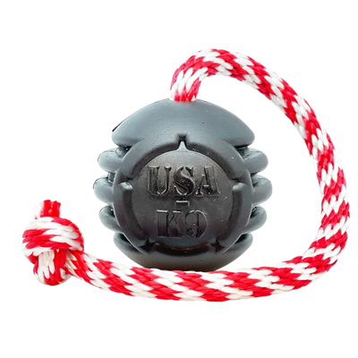 USA-K9 Magnum Black Stars and Stripes Ultra-Durable Rubber Chew Toy, Reward Toy, Tug Toy, and Retrieving Toy - Black Rubber Dog Toys SodaPup/True Dogs, LLC