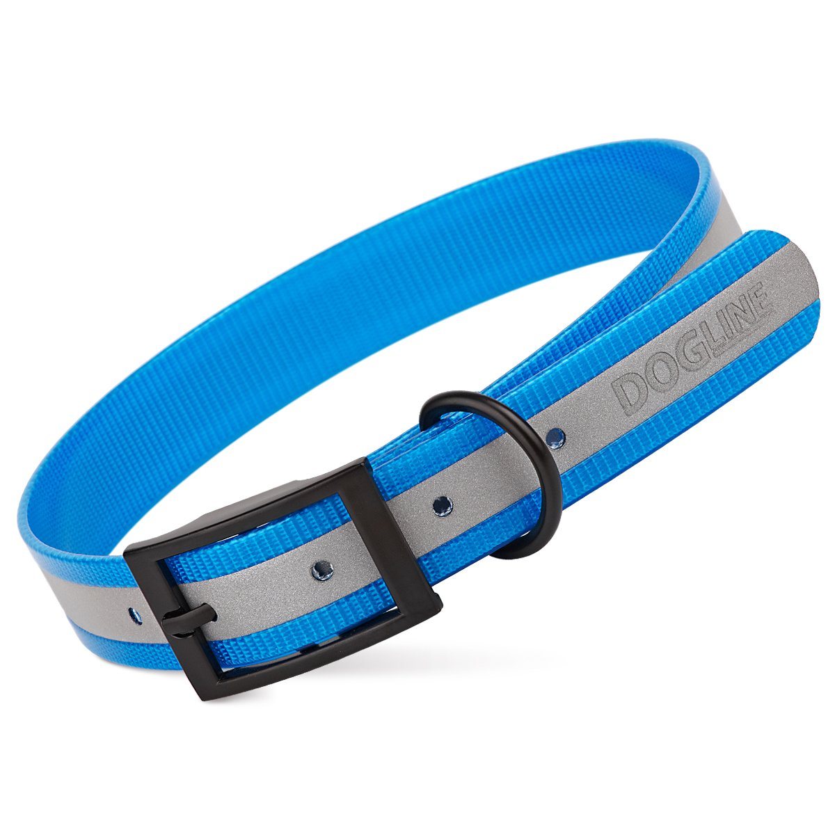 Biothane Translucent Reflective Dog Collar Blue Dog Collar Dogline