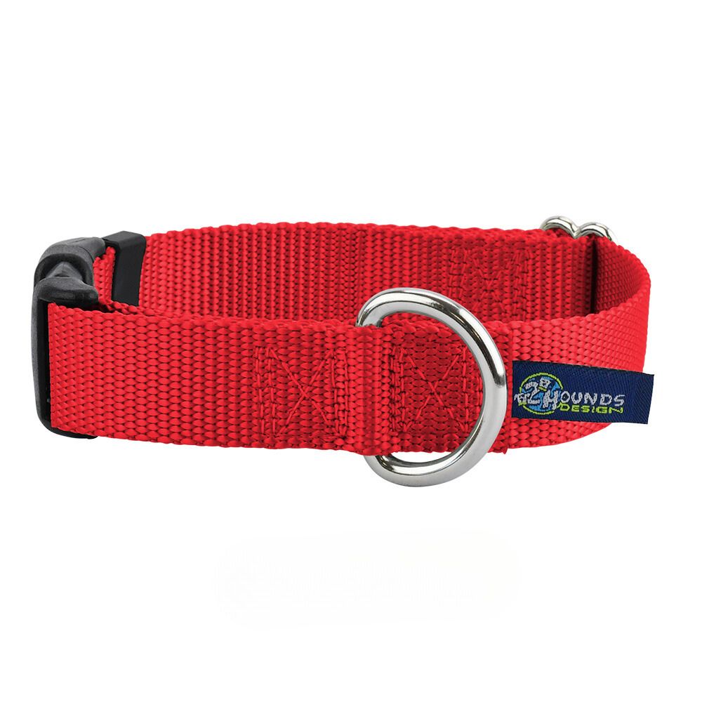 5/8″ and 1″ Red Nylon Dog Collar 2 Hounds Design