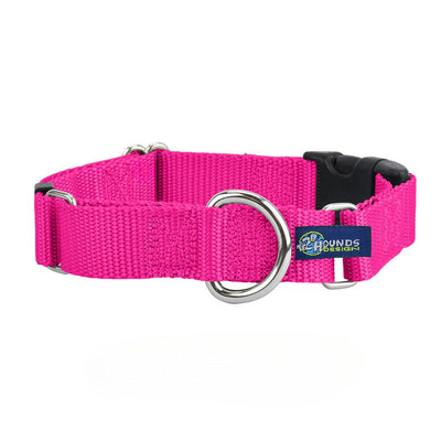 5/8″ and 1″ Hot Pink Nylon Buckle Martingale Dog Collar Martingale Dog Collar 2 Hounds Design