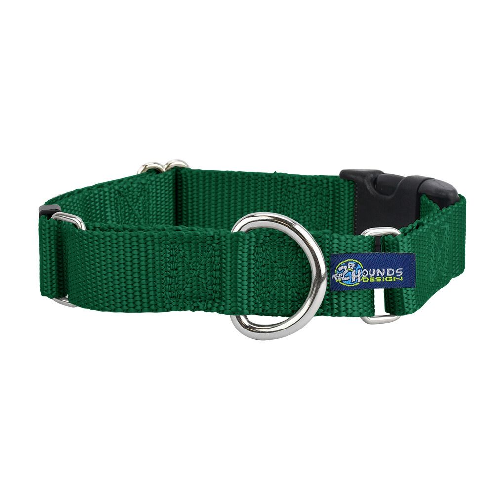 5/8″ and 1″ Kelly Green Nylon Buckle Martingale Dog Collar Martingale Dog Collar 2 Hounds Design