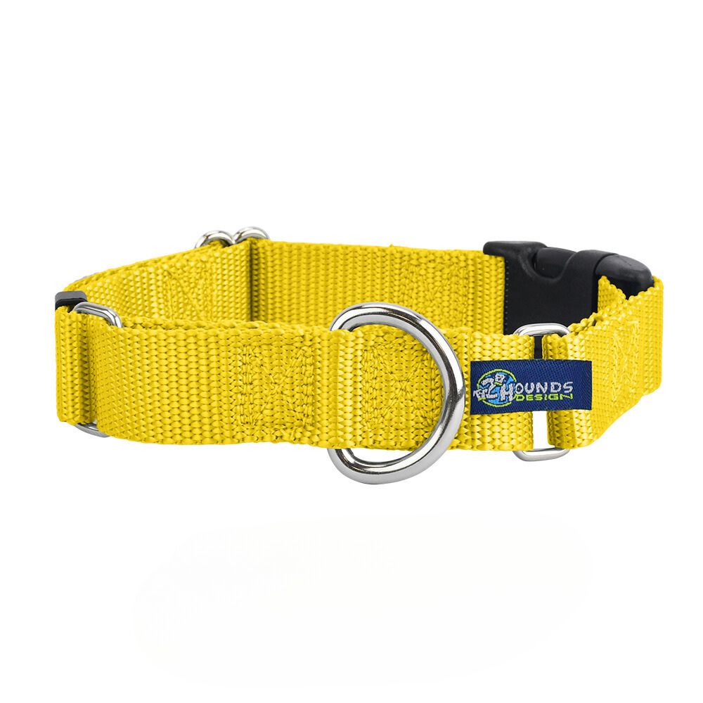 5/8″ and 1″ Yellow Nylon Buckle Martingale Dog Collar Martingale Dog Collar 2 Hounds Design