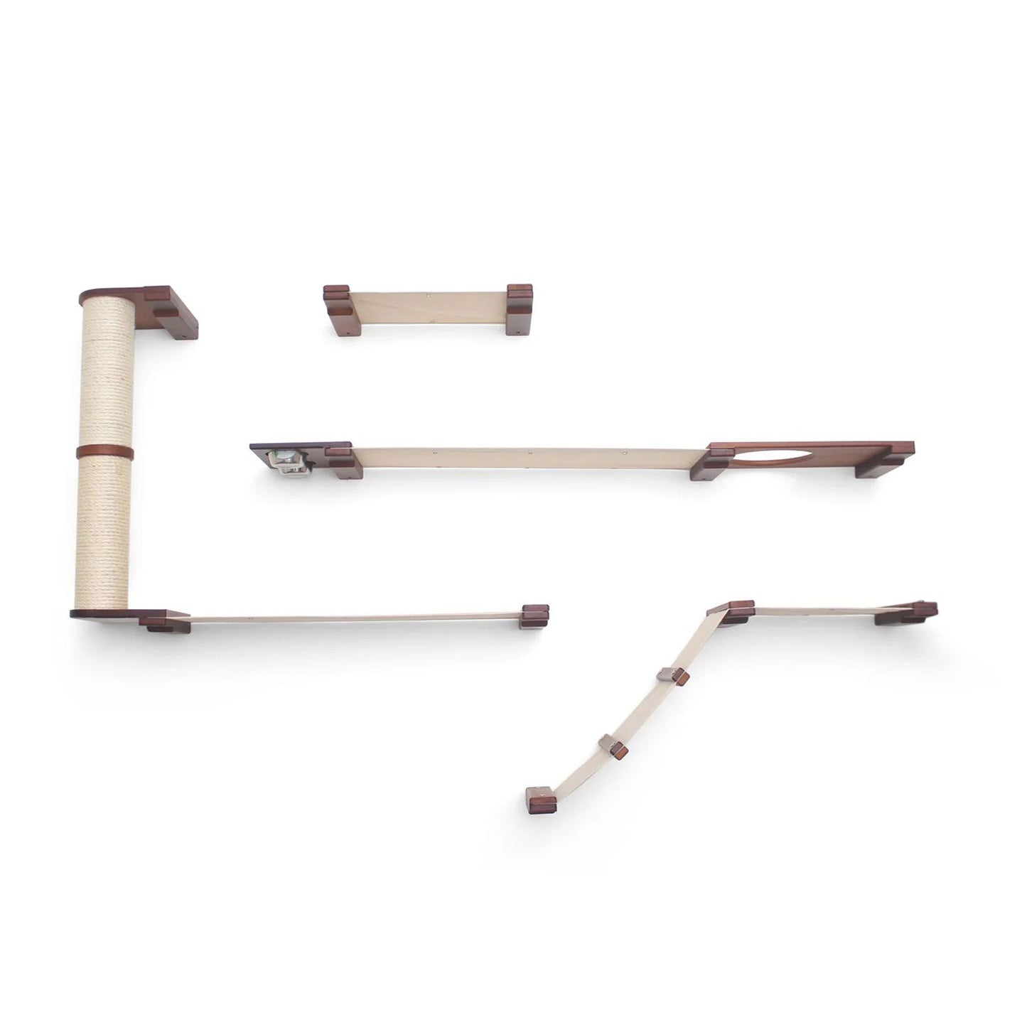 The Bunker - Multi Level Cat Tree with Perch English Chestnut Bamboo Natural Canvas No Planter Cat Condo Catastrophic Creations