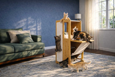 The Overlook - Sturdy - Bamboo Cat Tree Cat Condo Catastrophic Creations