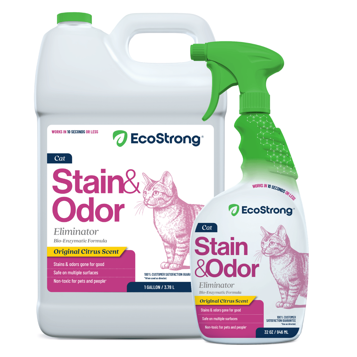 Cat Stain and Odor Eliminator 32 oz Sprayer Bottle and 1 Gallon Refill Pet & Animal > Cat Stain & Odor EcoStrong