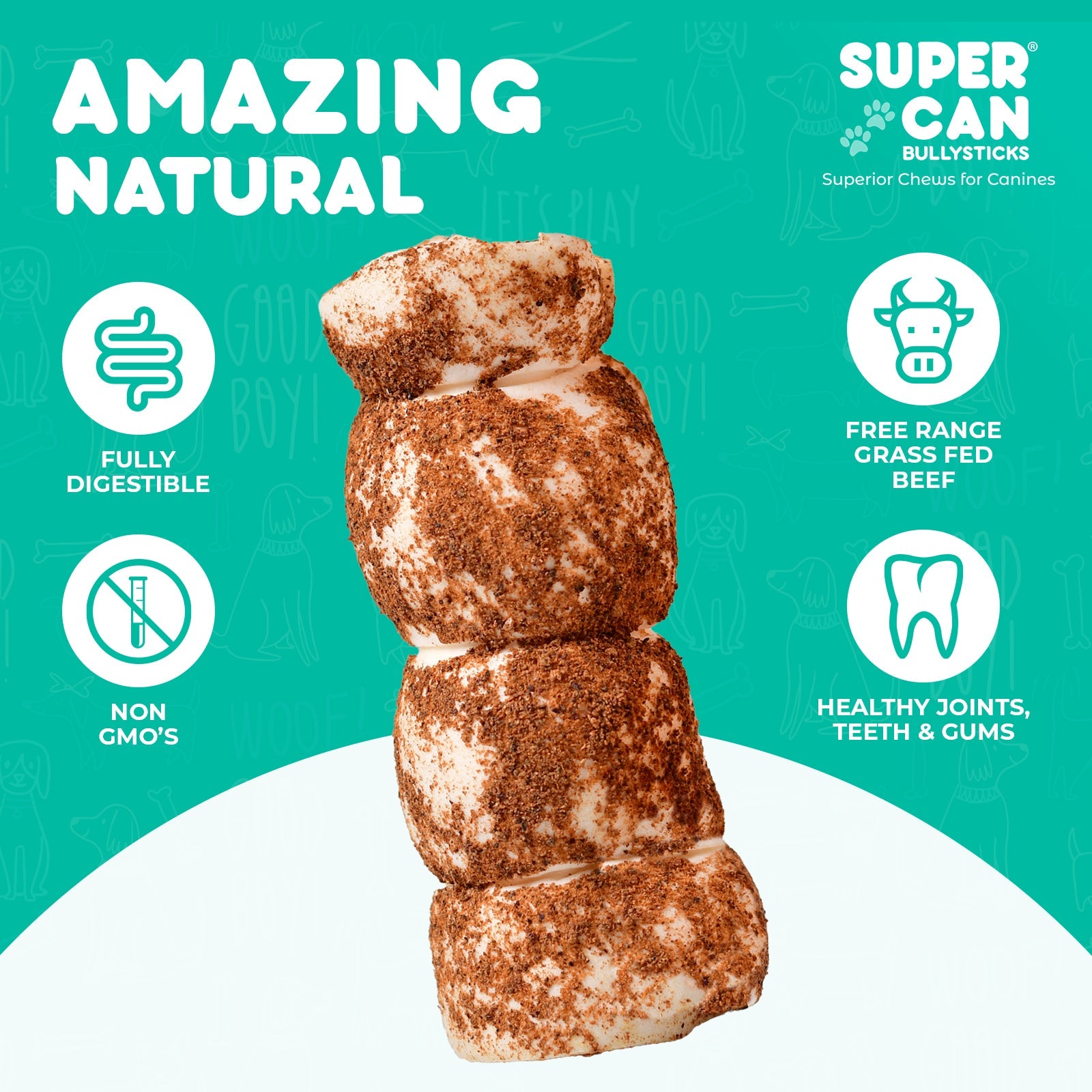 3"- 5" Liver Dusted Cheek Rolls 10 pcs bag Collagen Cheek Rolls Chews SuperCan Bully Sticks