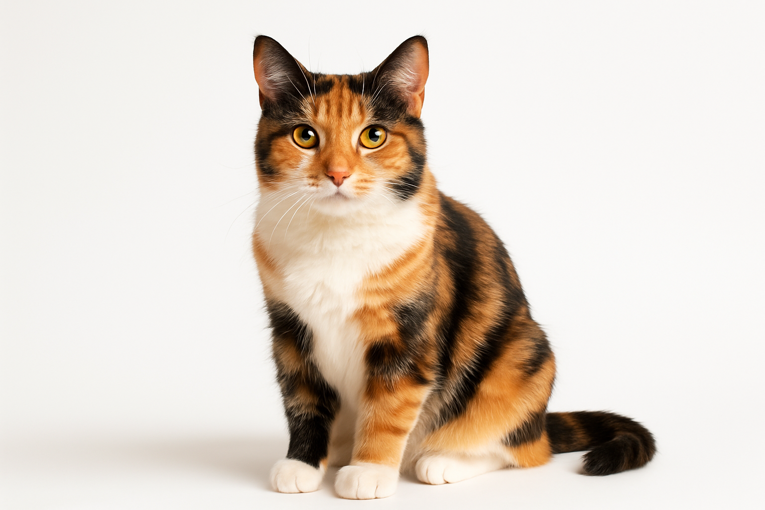 colorful pet cat white background