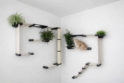 The Gardens - Modern Cat Tree with Plants Cat Condo Catastrophic Creations