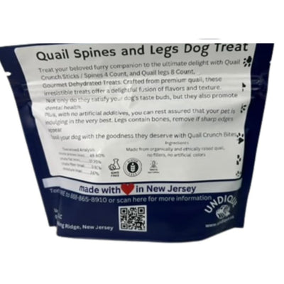 Organically Fed Quail Crunch Sticks and Legs - Healthy and Delicious Treat for Pets Quailz.com by Undique LLC