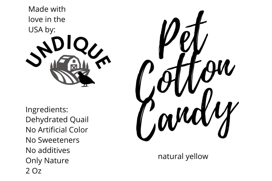 Pet Cotton Candy - Quail All Natural Protein-Rich Fluffy Treat for All Pets, one Ingredient only pet Treat and Food Topper for picky Eaters or gourmets. Made from Premium Quail Meat Quailz.com by Undique LLC