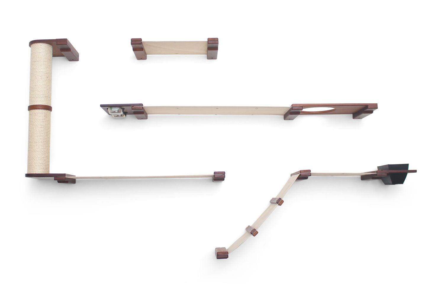 The Bunker - Multi Level Cat Tree with Perch English Chestnut Bamboo Natural Canvas Planter Cat Condo Catastrophic Creations