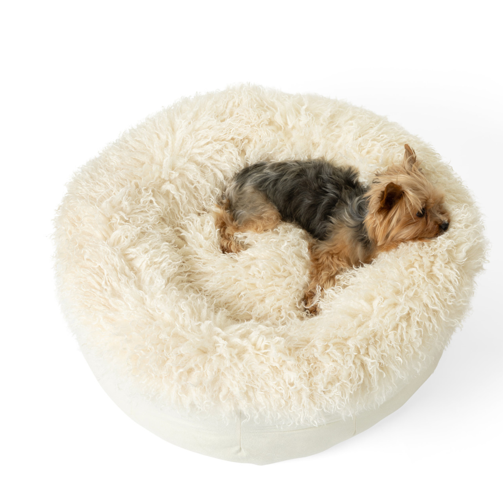 PupPouf™ Luxe Faux Fur Donut Dog Bed - Plush Sheep Ivory Dog Beds Paw
