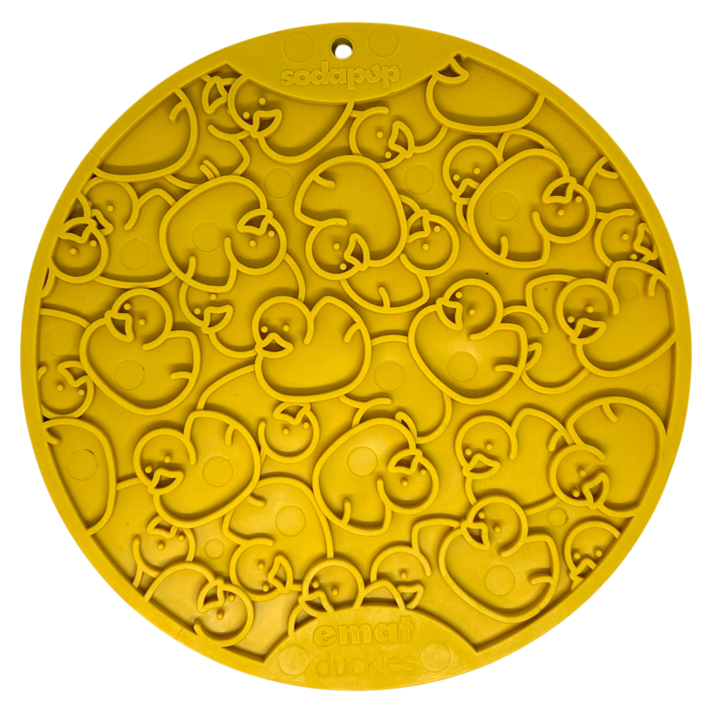 Rubber Duckies emat - Enrichment Lick Mat for Dogs and Cats - with Suction Cups | Bath Time Design | SodaPup USA Made Yellow Duckies E-Mat EMAT SodaPup/True Dogs, LLC